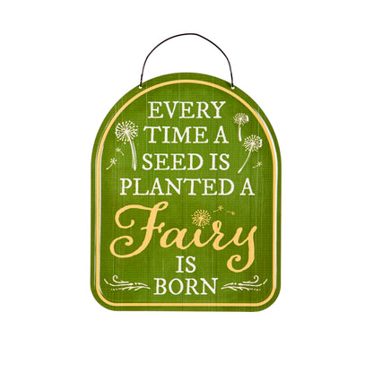 Printed Metal Hanging Fairy Garden Sign, 10in