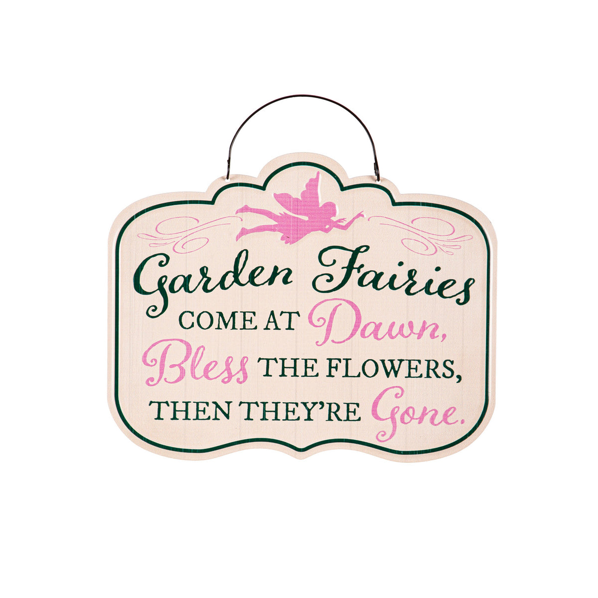 Printed Metal Hanging Fairy Garden Sign, 10in