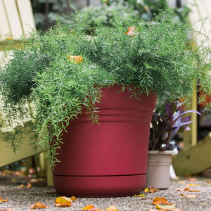 Planter, 12in, Saturn with Saucer, Burnt Red
