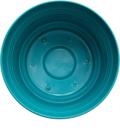 Planter, 12in, Saturn with /Saucer, Bermuda Teal