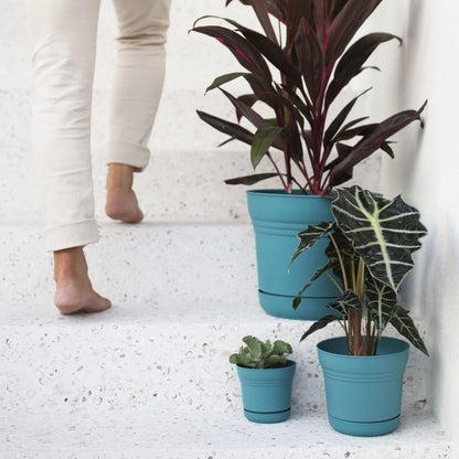 Pot, 10in, Saturn with Saucer, Bermuda Teal