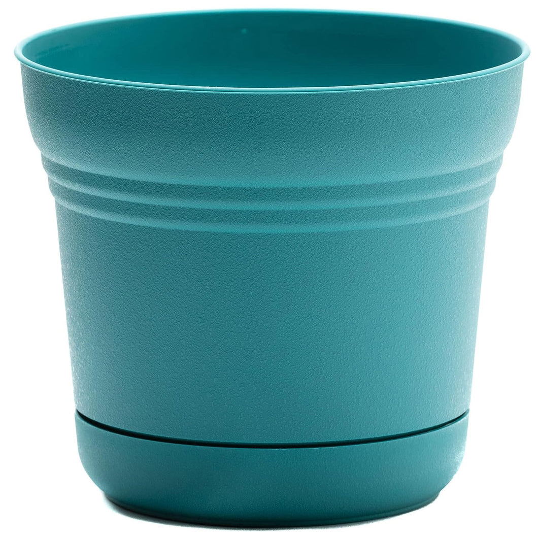 Planter, 12in, Saturn with /Saucer, Bermuda Teal