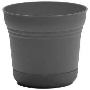 Planter, 12in, Saturn with Saucer, Charcoal