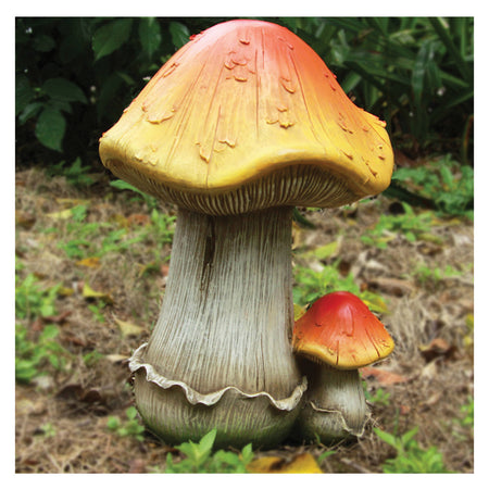 Polyresin Enchanted Mushrooms Statuary, 11in