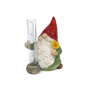 Gnome Garden Statue with Rain Gauge