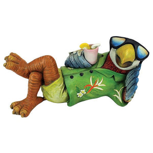 Polyresin Just Chillin Tiki Parrot Statue, 9.5in