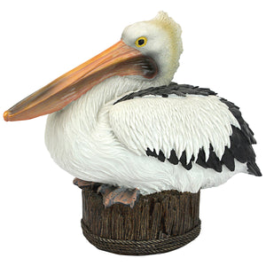Polyresin Dock of the Bay Pelican Statue, 12in