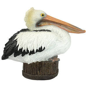 Polyresin Dock of the Bay Pelican Statue, 12in