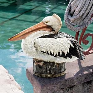 Polyresin Dock of the Bay Pelican Statue, 12in