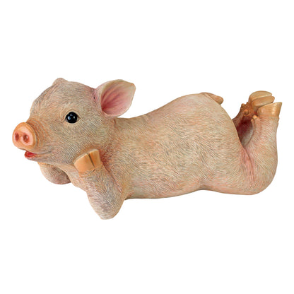 Polyresin Lounging Baby Pig Statue, 11in