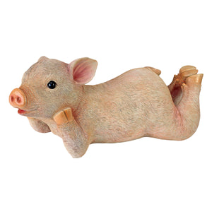 Polyresin Lounging Baby Pig Statue, 11in