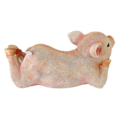 Polyresin Lounging Baby Pig Statue, 11in