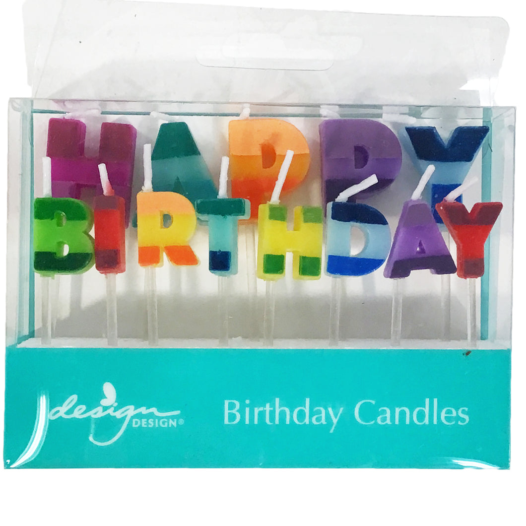Party Candles, Color Block Happy Birthday