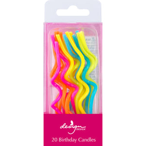 Party Candles, Bright Twisted Sticks, 20pk