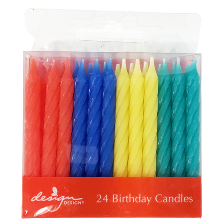 Party Candles, Primary Color Twists, 24pk