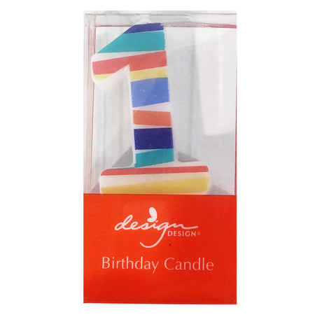 Party Candle, Bright Stripes Number 1