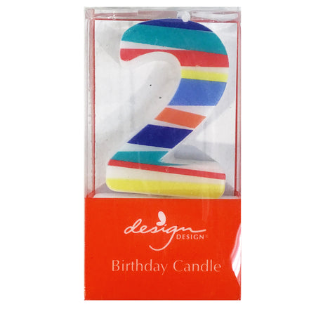 Party Candle, Bright Stripes Number 2