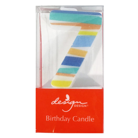 Party Candle, Bright Stripes Number 7