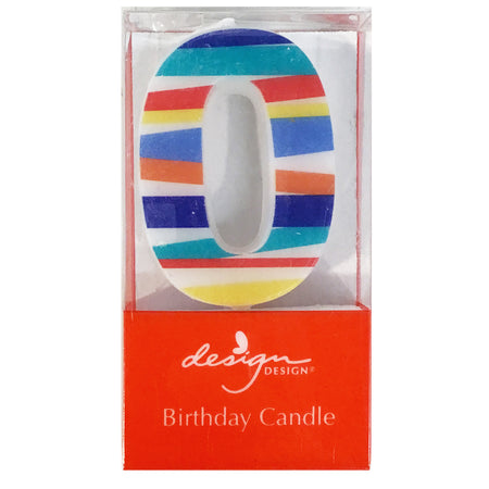 Party Candle, Bright Stripes Number 0