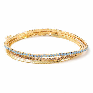 Scout S&S Bracelet Trio, Air Blue Opal/Gold