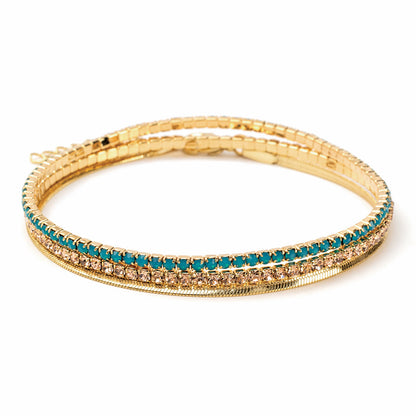Scout S&S Bracelet Trio, Caribbean Blue Opal/Gold