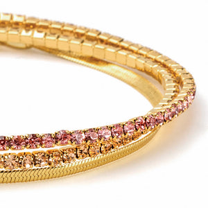 Scout S&S Bracelet Trio, Pink/Gold