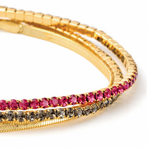 Scout S&S Bracelet Trio, Fuchsia/Gold