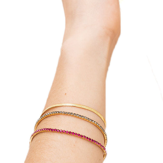 Scout S&S Bracelet Trio, Fuchsia/Gold