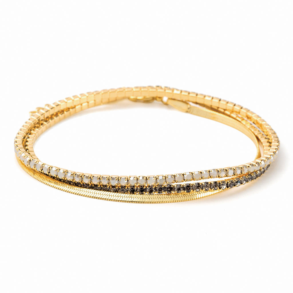 Scout S&S Bracelet Trio, Light Gray Opal/Gold