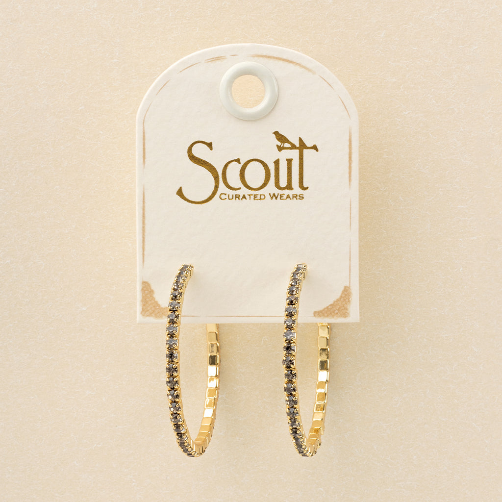 Scout S&S Small Hoop Earrings, Greige/Gold