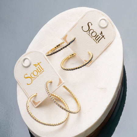 Scout S&S Small Hoop Earrings, Greige/Gold