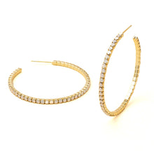 Load image into Gallery viewer, Scout S&amp;S Large Hoop Earrings, Lt Gray Opal/Gold
