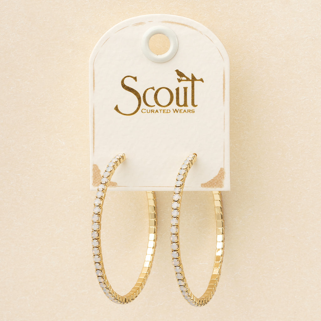 Scout S&S Large Hoop Earrings, Lt Gray Opal/Gold