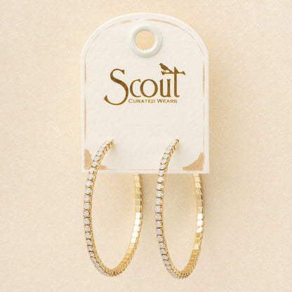 Scout S&S Large Hoop Earrings, Lt Gray Opal/Gold