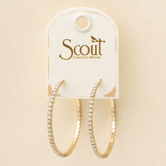 Scout S&S Large Hoop Earrings, Lt Gray Opal/Gold
