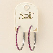 Load image into Gallery viewer, Scout S&amp;S Large Hoop Earrings, Fuchsia/Gun Metal
