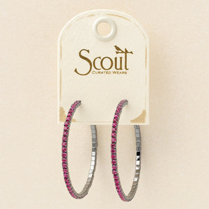 Scout S&S Large Hoop Earrings, Fuchsia/Gun Metal