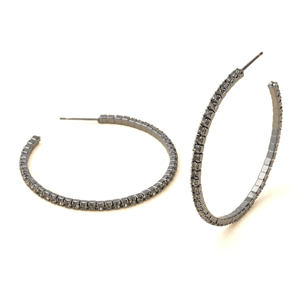 Scout S&S Large Hoop Earrings, Greige/Gun Metal