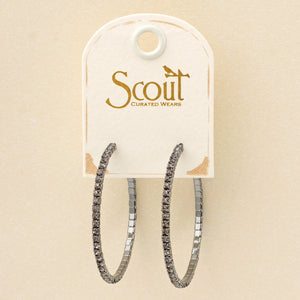 Scout S&S Large Hoop Earrings, Greige/Gun Metal