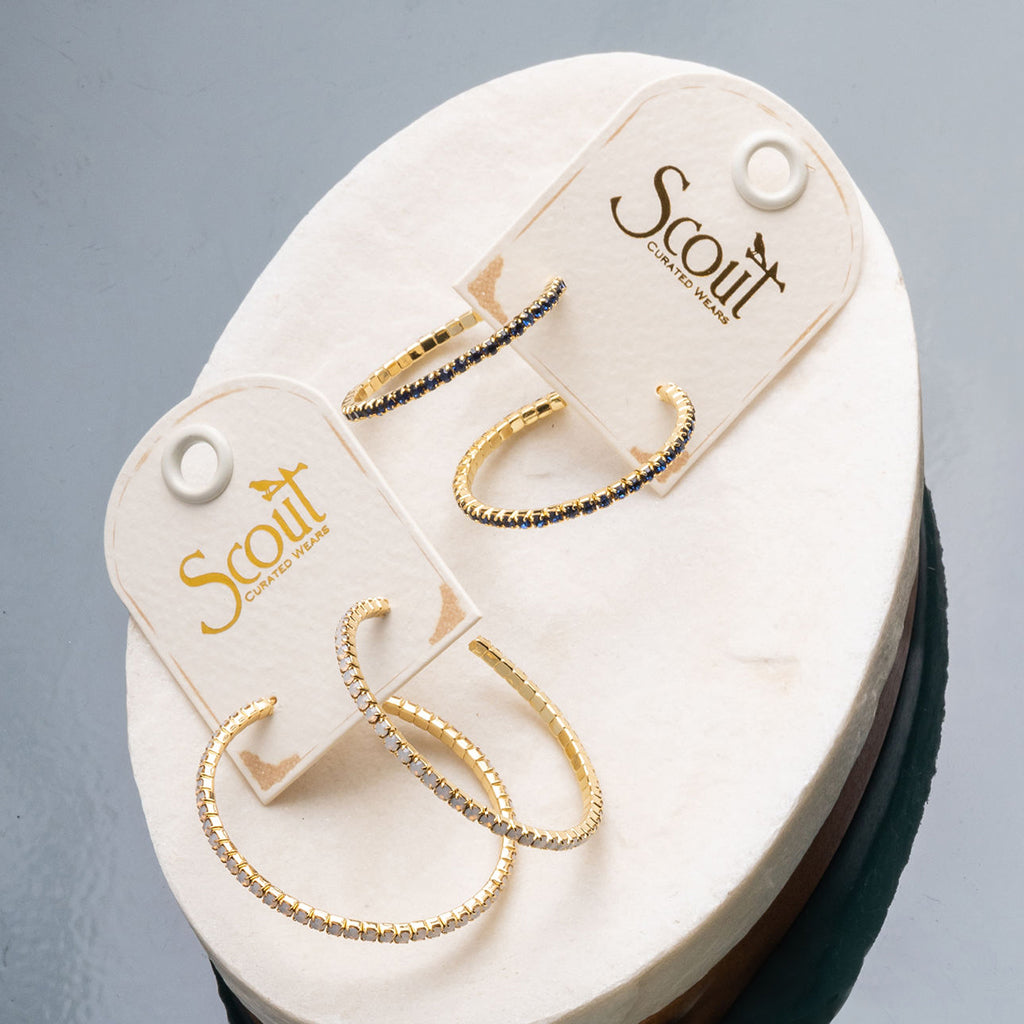 Scout S&S Large Hoop Earrings, Greige/Gun Metal