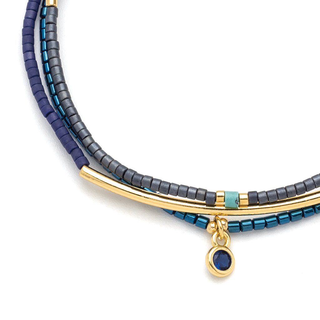 Scout Miyuki Bracelet Trio, Navy/Gold