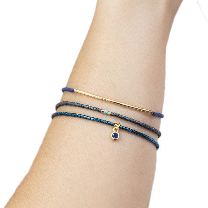 Scout Miyuki Bracelet Trio, Navy/Gold