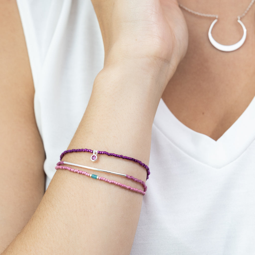 Scout Miyuki Bracelet Trio, Fuchsia/Silver