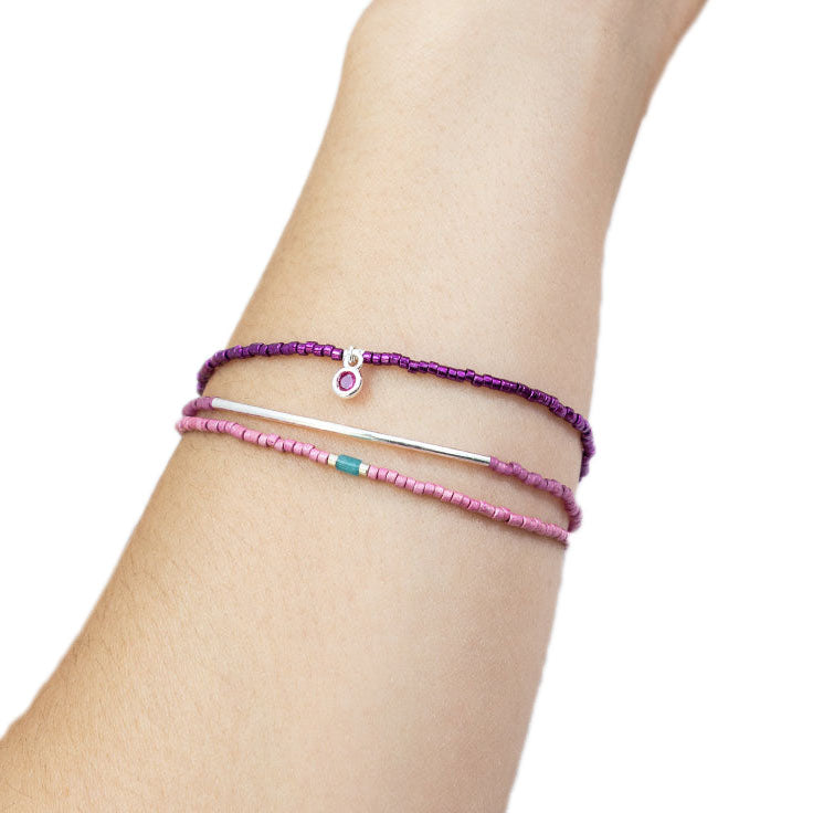 Scout Miyuki Bracelet Trio, Fuchsia/Silver