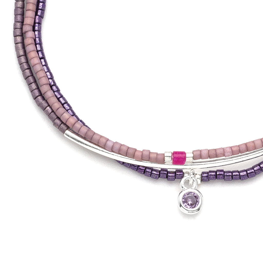 Scout Miyuki Bracelet Trio, Purple/Silver