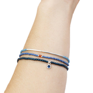 Scout Miyuki Bracelet Trio, Cobalt/Silver