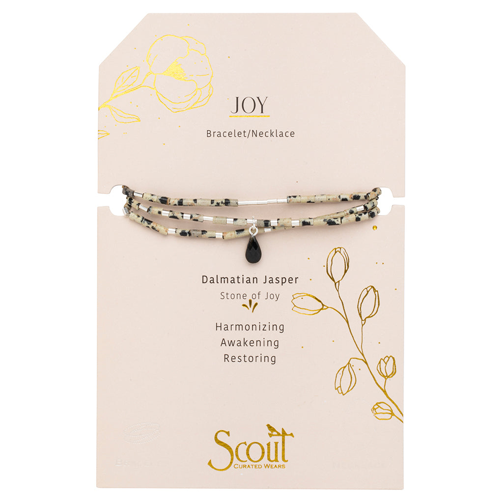 Teardrop Stone Wrap Bracelet, Dalmatian & Obsidian