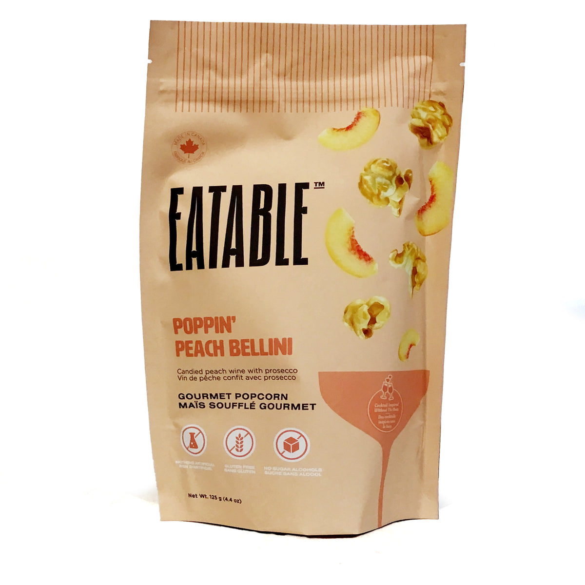Eatable Poppin' Peach Bellini Popcorn, 125g