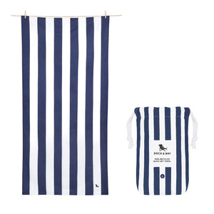 Dock & Bay Beach Towel, White & Sunday Blue, Large