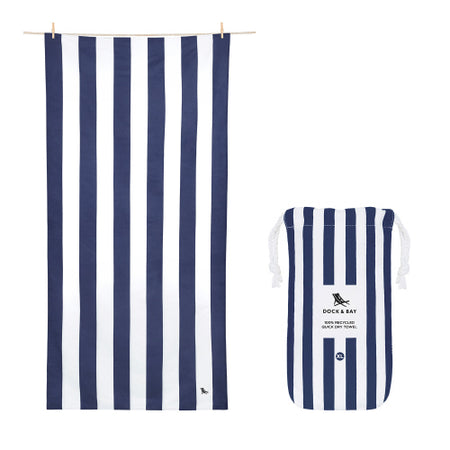 Dock & Bay Beach Towel, White & Sunday Blue, XL